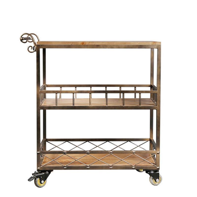 Contemporary Wood Kitchen Island Table Stationary Kitchen Island Table with Open Storage