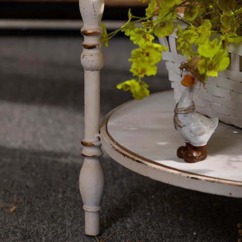 19"H French Country Side Table Metal Round Accent Side Table