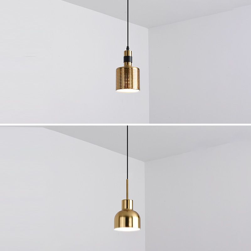 Post-modern Style Hanging Lamp Kit Simple Metal Bedroom Down Lighting Pendant in Gold