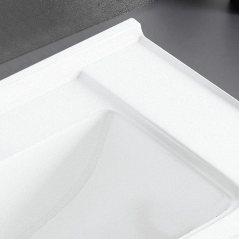 Basic Bathroom Sink Overflow Hole White Vessel Lavatory Sink (Not Included Faucet)