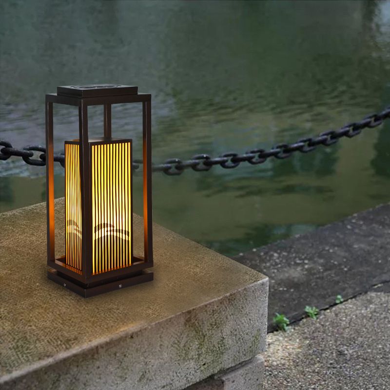 Modern Simple Outdoor Light Rectangle Shape Solar Energy Pillar Lamp for Courtyard