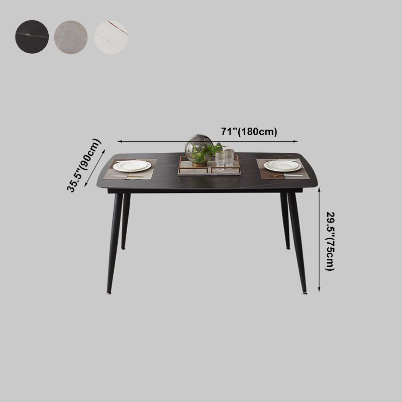 Industrialstil Sintered Stone Tisch schwarz 4 Beine Basis Rechtecktisch für Zuhause
