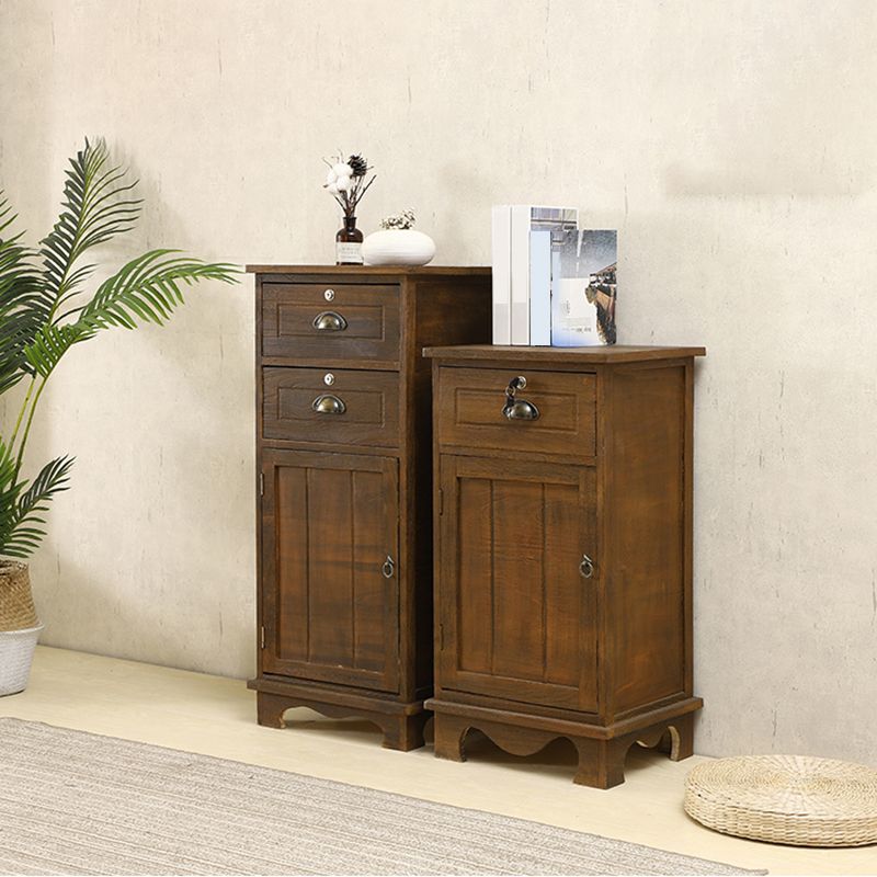 Industrial Bracket  Legs Accent Cabinet with Door and Drawers Storage Cabinet