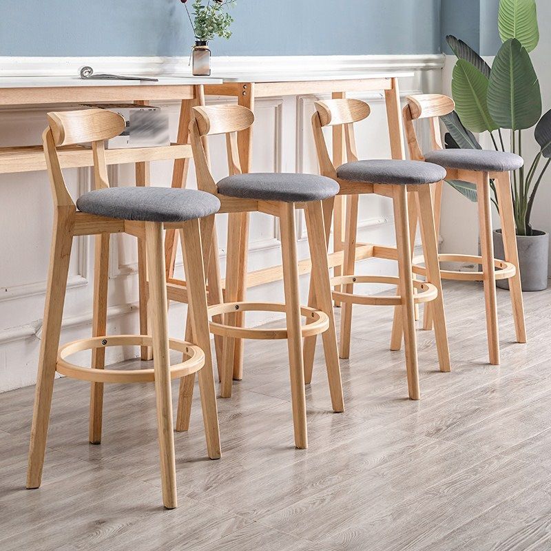 Contemporary Wood Dining Kitchen Room Armless Stool Low Back Bar Stool