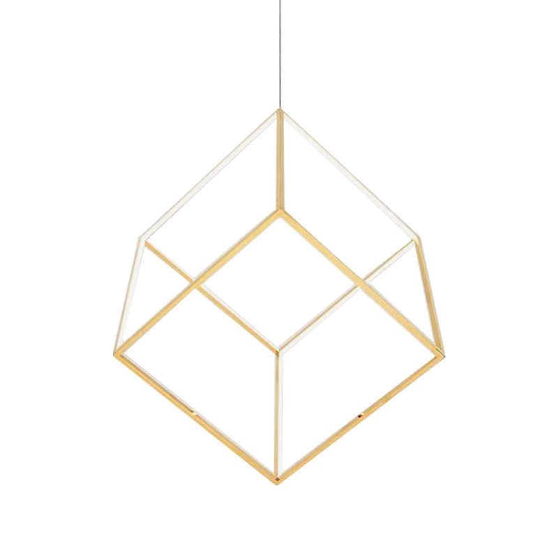 Goldener Kubikschatten hängende Kronleuchter leichter moderner Stil 12 "/16" W LED Metall Anhängerlampe für Schlafzimmer