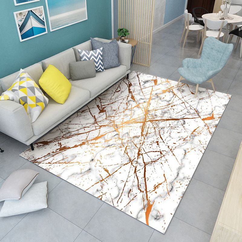Modern Abstract Pattern Area Rug Washable Living Room Carpet Polyester Rug with Non-Slip Backing