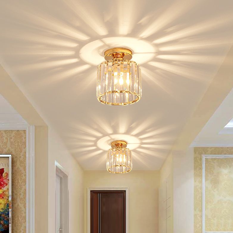 5.9 Inches Wide Mini Crystal Ceiling Light Single Bulb Modern Lighting Fixture for Fitting Room