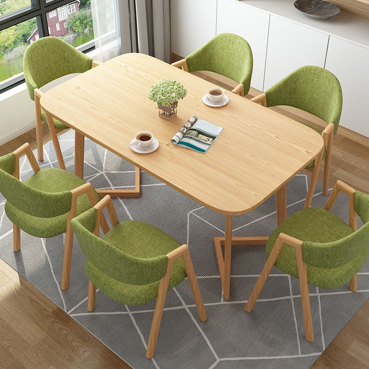 Rectangle Artificial Wood Table for Restaurant Modern Dining Table with Double Pedestal