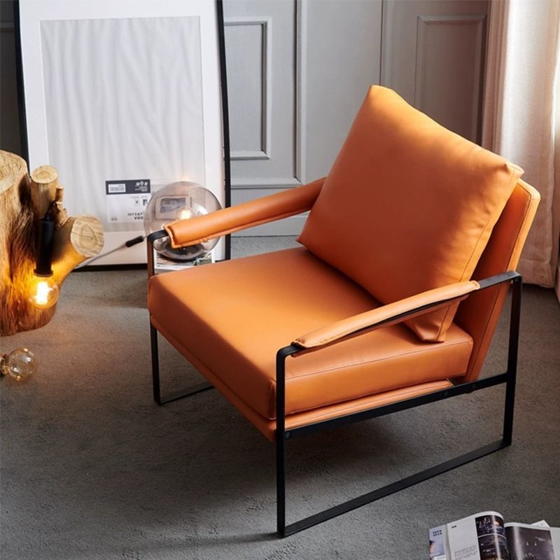 Contemporary Faux Leather Sled Pillow Back with Black Legs Accent Armchair