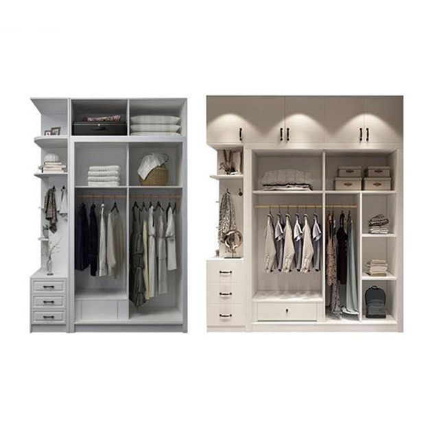 Sliding White Wardrobe Armoire Engineered Wood Wardrobe Cabinet