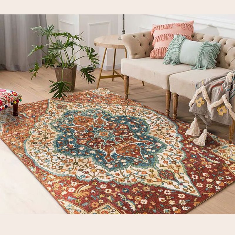 Tapis à imprimé floral polyester à plusieurs glipages polyes