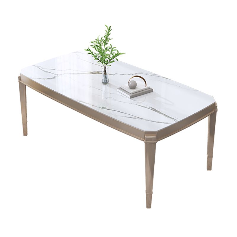 Modern 1/2/5/7 Pieces Dining Room Table Stone Rectangle Furniture in White