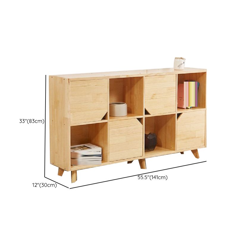 Contemporary Horizontal Shelf Bookcase Pine Bookshelf for Living Room