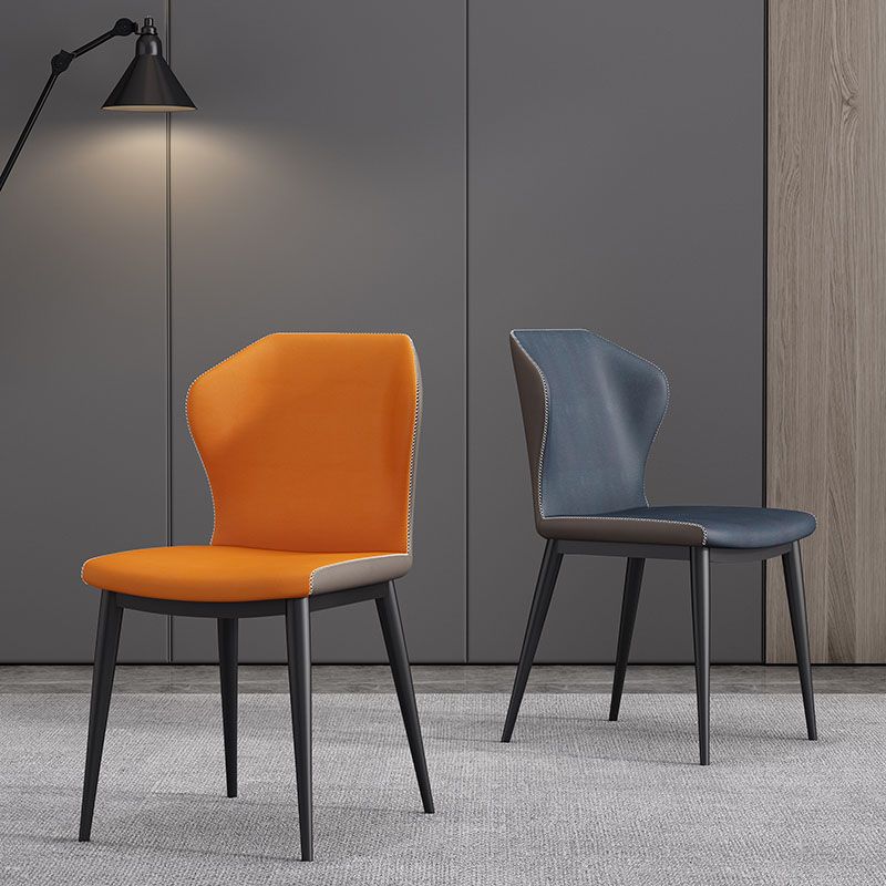 Modern Restaurant Wingback Side Chair Leather Matte Finish Dining Chair
