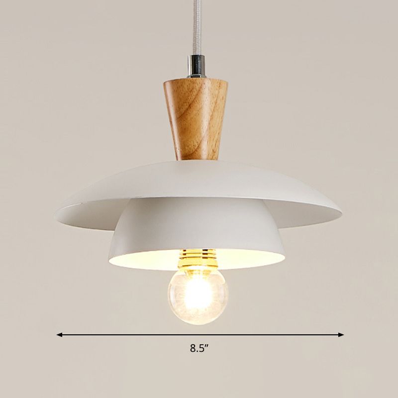 Metal Domed Suspension Lamp Modern Style 1 Light White Ceiling Pendant Light for Dining Room