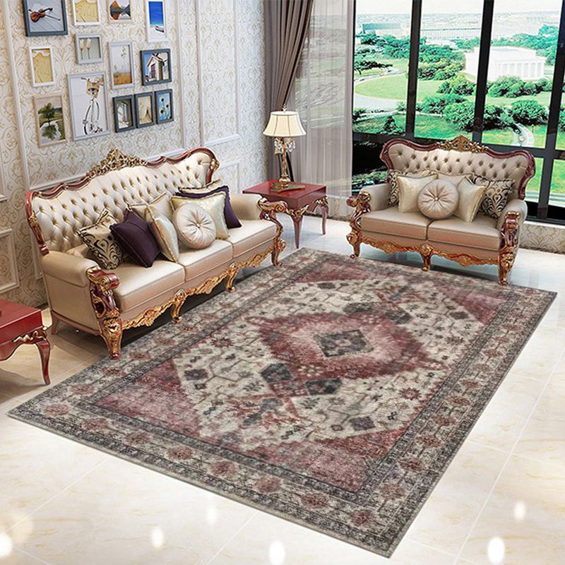 Classical Multicolor Persian Area Rug Polypropylene Floral Carpet Washable Stain Resistant Anti-Slip Rug for Guest Room