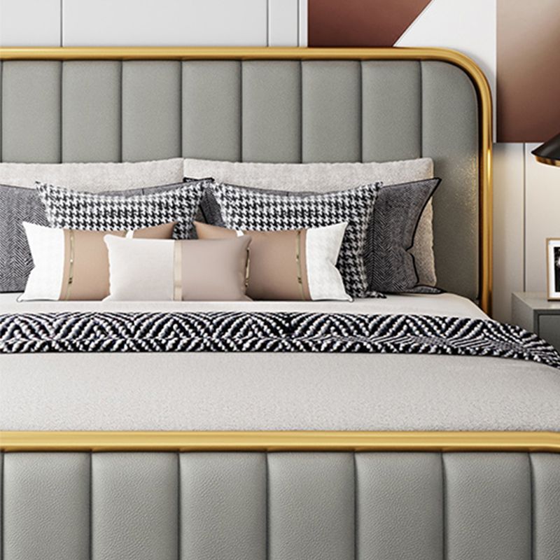 Glam Style Rectangular Headboard Standard Bed with Panel Headboard Bed