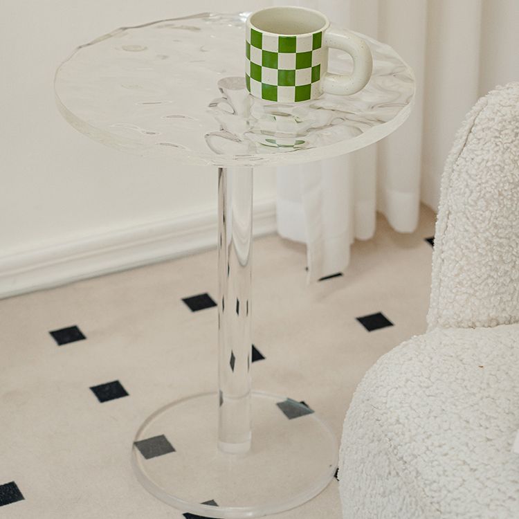 Pedestal 20" Tall End Table Round Clear Acrylic Sofa Side Accent Table