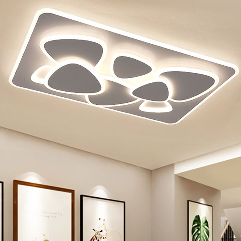 Grey Overlapping Ceiling Mounted Fixture Modern LED Metal Flush Mount