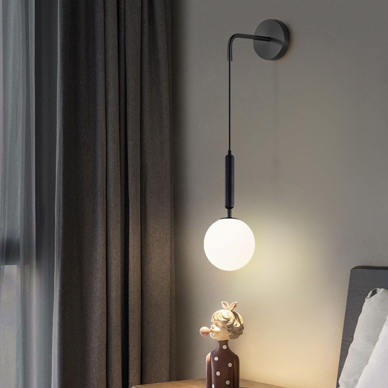 Glass Orb Wall Mounted Light Fixture Simplicity Style Wall Light Sconce for Bedroom