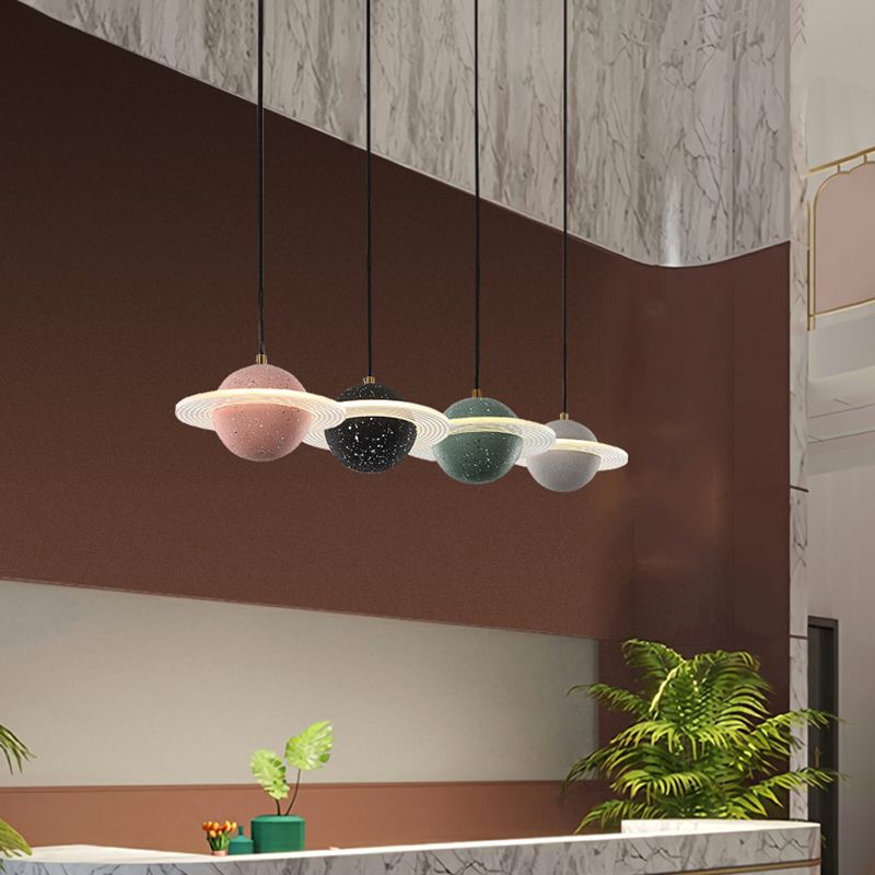 Lámpara colgante de cemento de forma de planeta LED Nordic moderno de cemento interior de cemento colgante