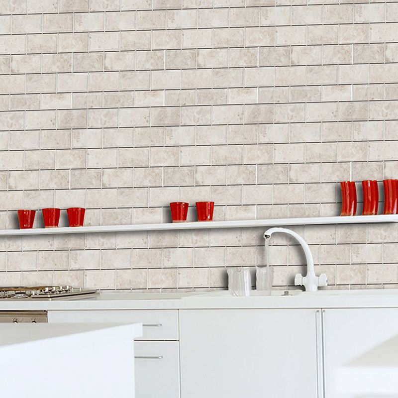 Beige Ceramics Brick Wallpaper Panels Peel and Stick Wall Covering for Dining Room