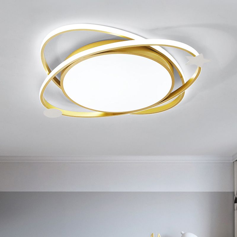 Modern Colorful Ceiling Light Metal Round LED Flush Mount Light for Kid's Room