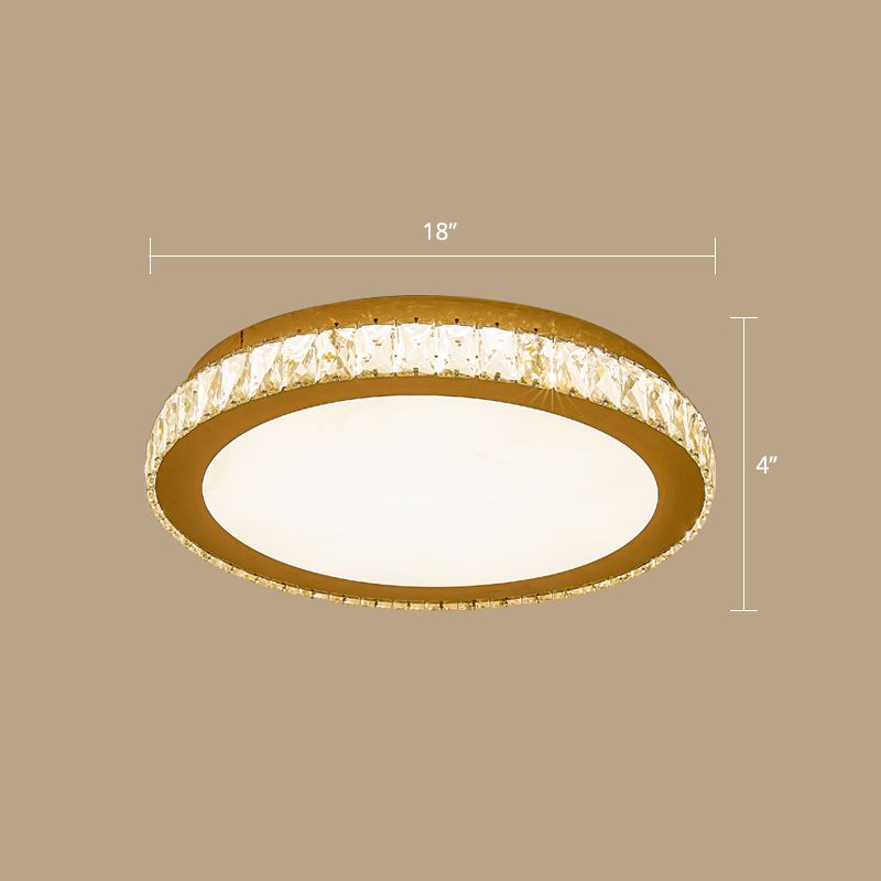 Prismatic K9 Crystal Geometric Ceiling Fixture Simple White LED Flush Mount Lighting for Bedroom