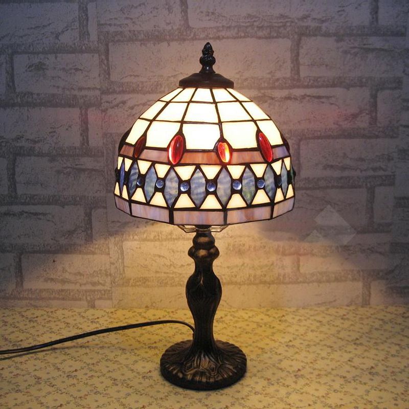 Tiffany Style Table Lamp 1-Light Desk Lamp with Glass Shade for Living Room