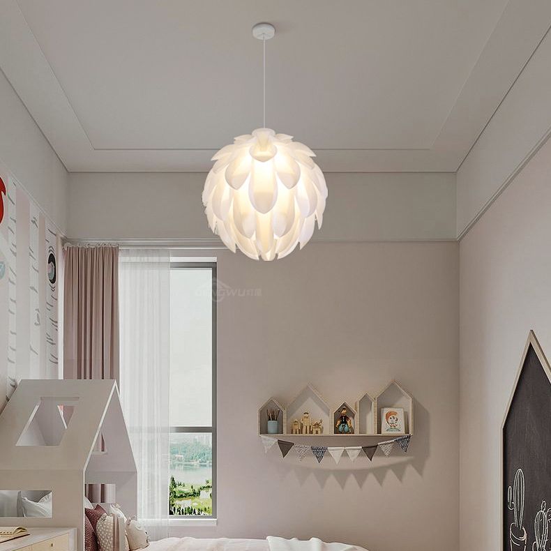 Wit led hanglamp in moderne beknopte stijl smeedijzeren hangende lamp met plastic schaduw