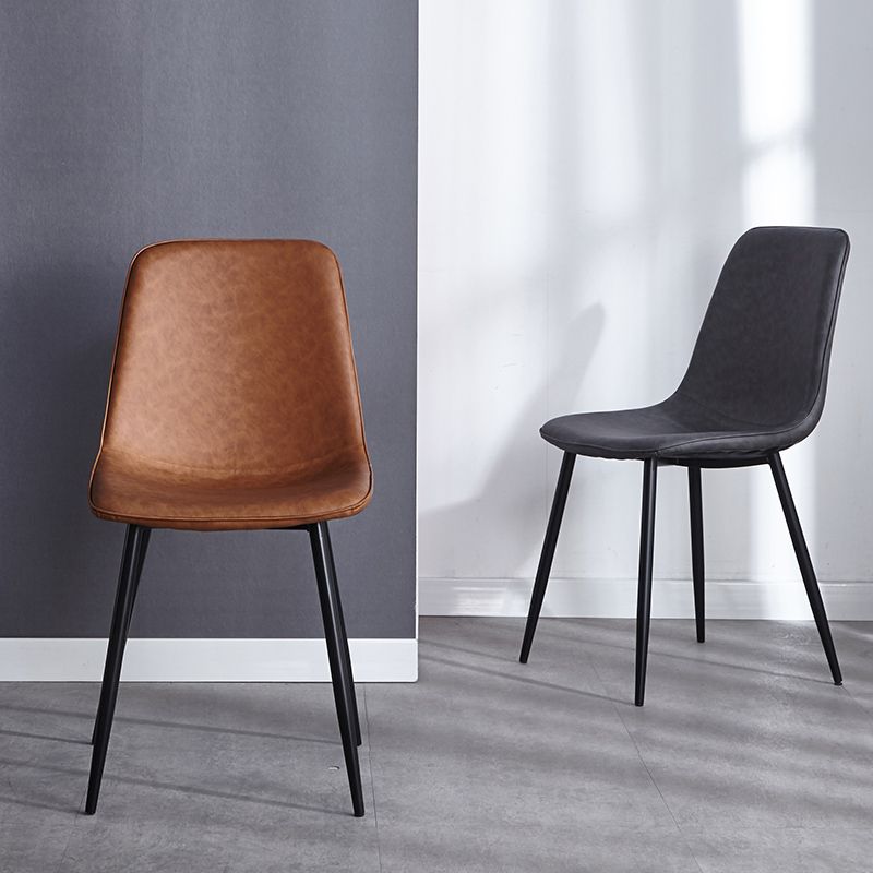 Moderne stijl faux lederen stoelen stevige achterste dinerkant -stoel voor thuisgebruik