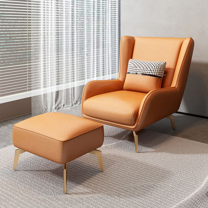 Glam Style Pu Leather Wingback Chair Pillow Back Flared Arm Chair