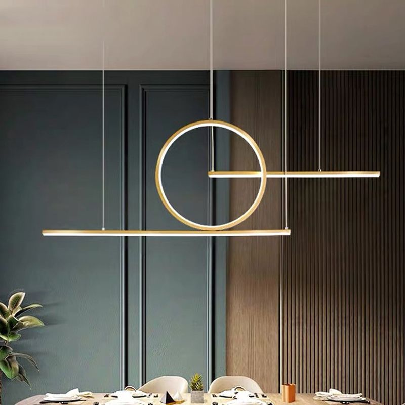 3 Light Linear Island Lights Contemporary Metal Island Light Fixture for Kitchen