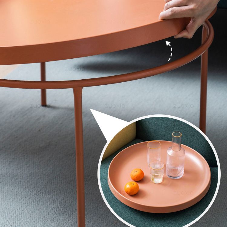Mid-century Modern Steel Round Tray Top Coffee Table 4 Legs Cocktail Table