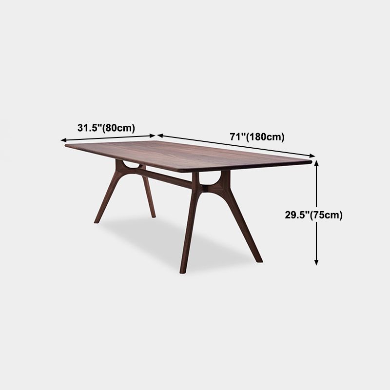 Rectangle Solid Wood Dining Table Industrial Brown Standard Dining Table with Trestle Base