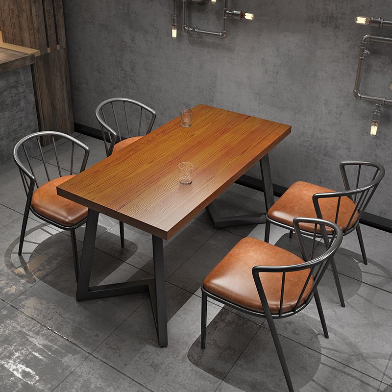 Industrial Dining Set 1/3/5 Pcs Solid Wood Top Dining Table with Upholstered Chairs