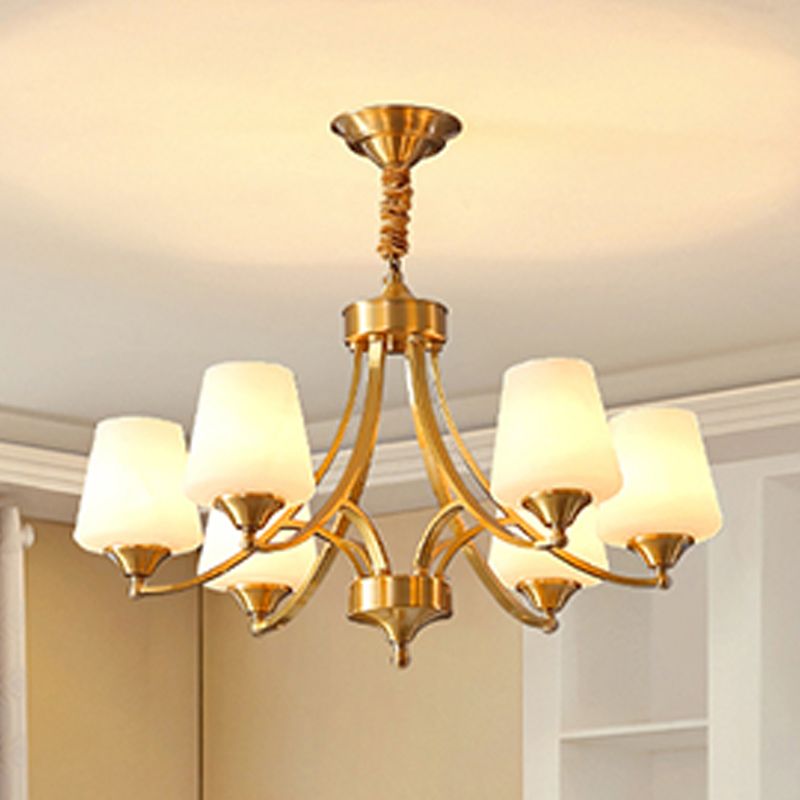 Lustres américains modernes d'éclairage de lustre en cuivre moderne avec teinte en verre