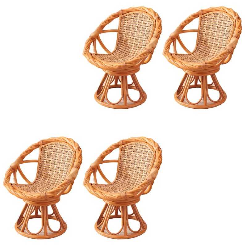 19" Wide Tropical Rattan Dining Armchair Swivel Outdoor Chair