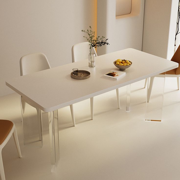 Modern Style 1/3/4 Pieces Dining Table Rectangle Stone Furniture in White