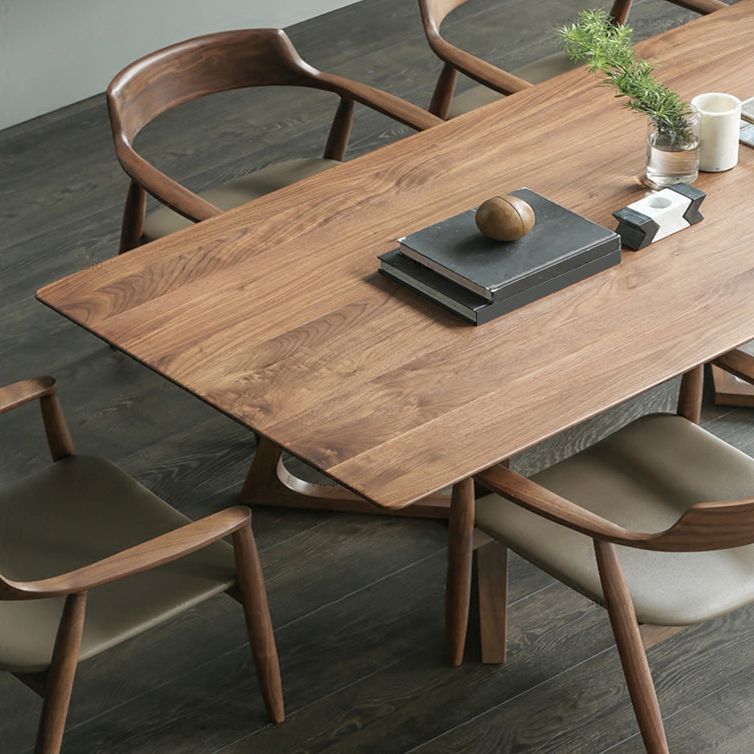 Modern Rectangle Solid Wood Table Standard Height Dining Table for Living Room