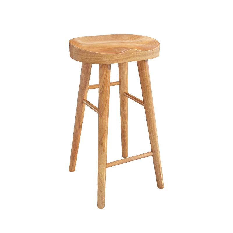 Contemporary Solid Wood Counter Stool Saddle Seat Backless Bar Stool