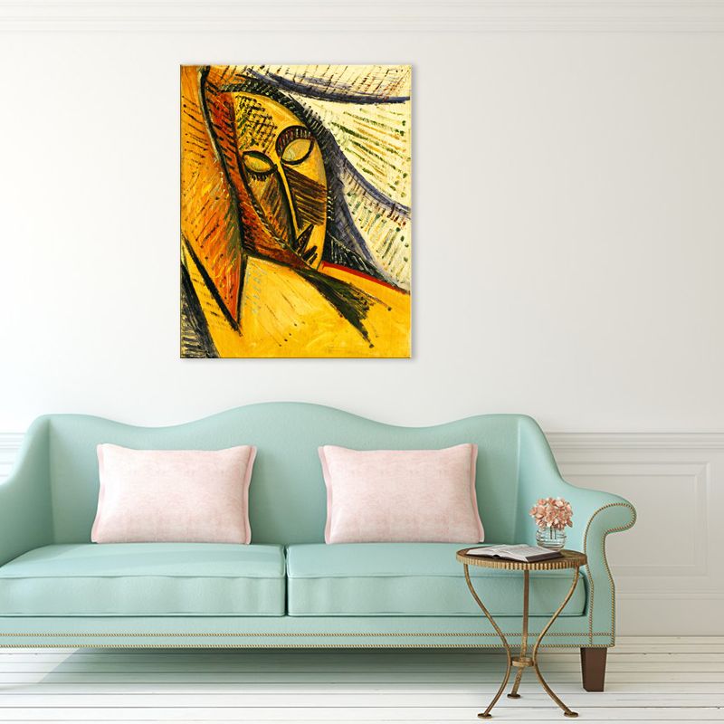 Sleeping Woman Wrapped Canvas Gold Countryside Painting for Bedroom, Multiple Sizes Available