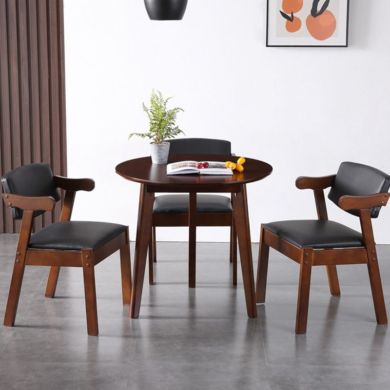 Runde Form moderner Esstisch Holzfarbe fester Tisch mit Gummiholz ​​Massivholz