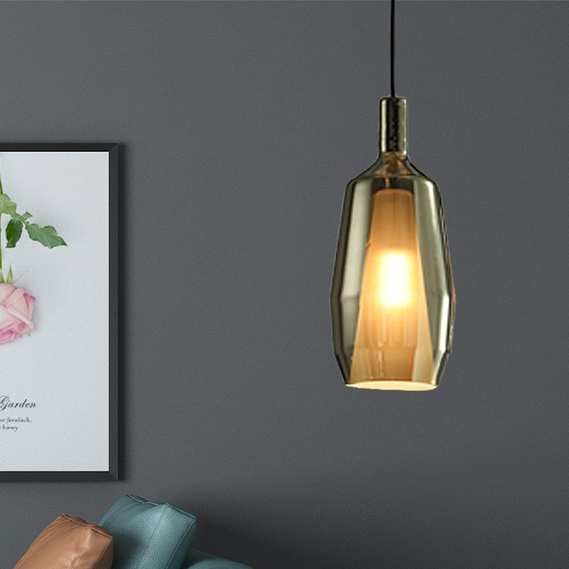 Tulip Pendant Light Fixture Modern Green Glass 1 Head Dining Room Hanging Lamp Kit