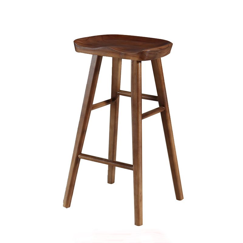 Modern Armless Backless Counter Stool Wood Cafe Bar Stool with Pedal