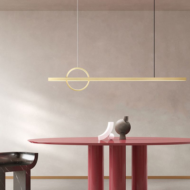 Nordic LED Island Lighting Fixture Minimalist Metallic Pendant Light for Dining Room