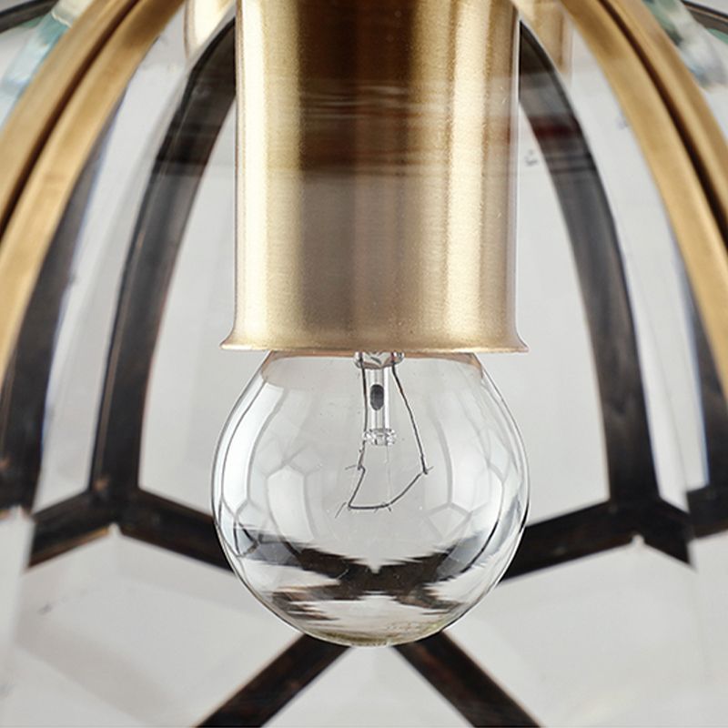 Shaded Aisle Semi Mount Lighting Vintage-Style Glass Brass Ceiling Mounted Light
