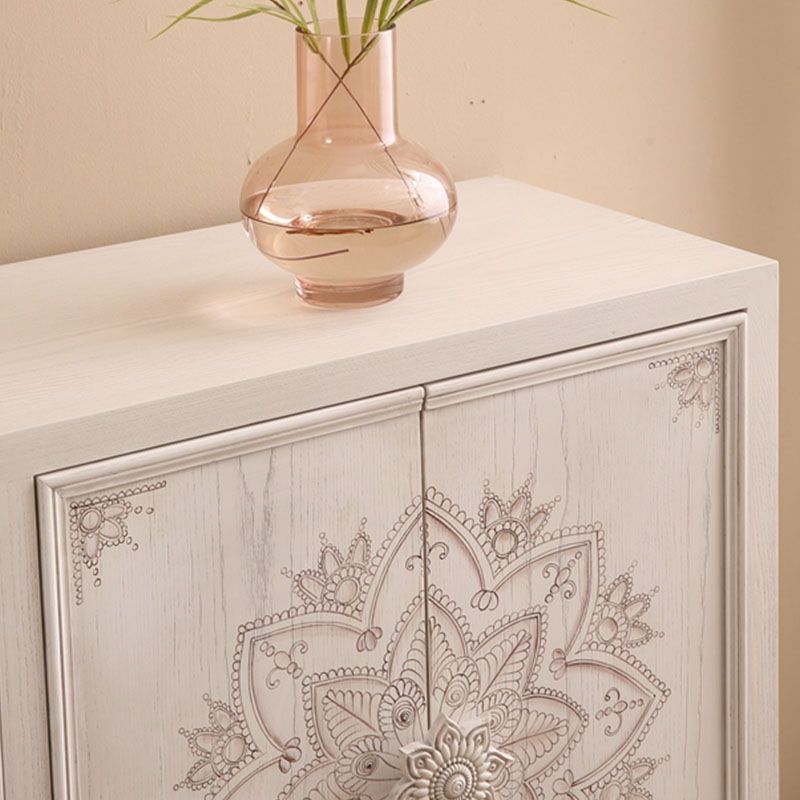 White Knobs Wood Cabinets Included Accent Cabinet with Straight Legs
