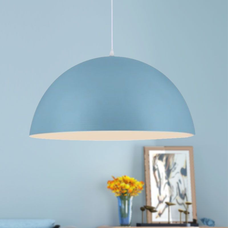 Nordic Style Bowl Pendant Lighting 1 Light Aluminum Suspended Light in Pink/Yellow for Living Room