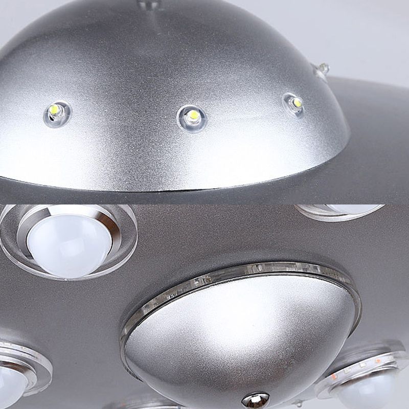 Moderner Stil Blauer Kronleuchter UFO Sechs Lichter Metall Anhängerlampe für Kinderschlafzimmer